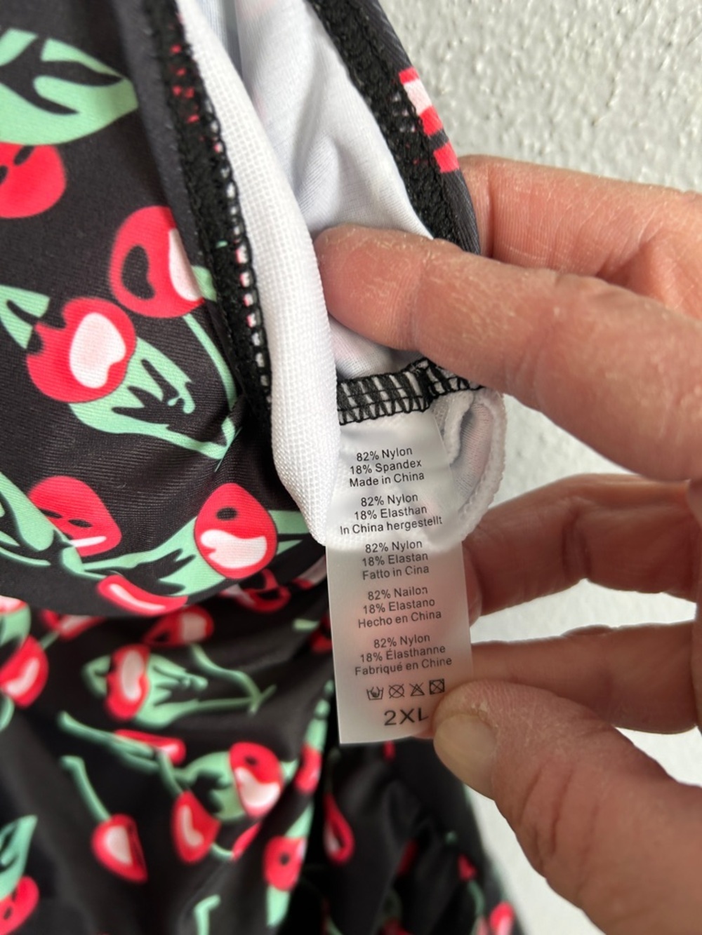 Black Cherry print Swim dress with built in boy shorts. 2XL - Picture 4 of 4